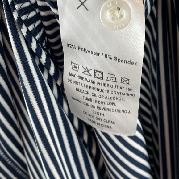 Michael Rouen Blue/White Striped Polo Performance Golf Shirt SZ 2XL NWT - Picture 6 of 7